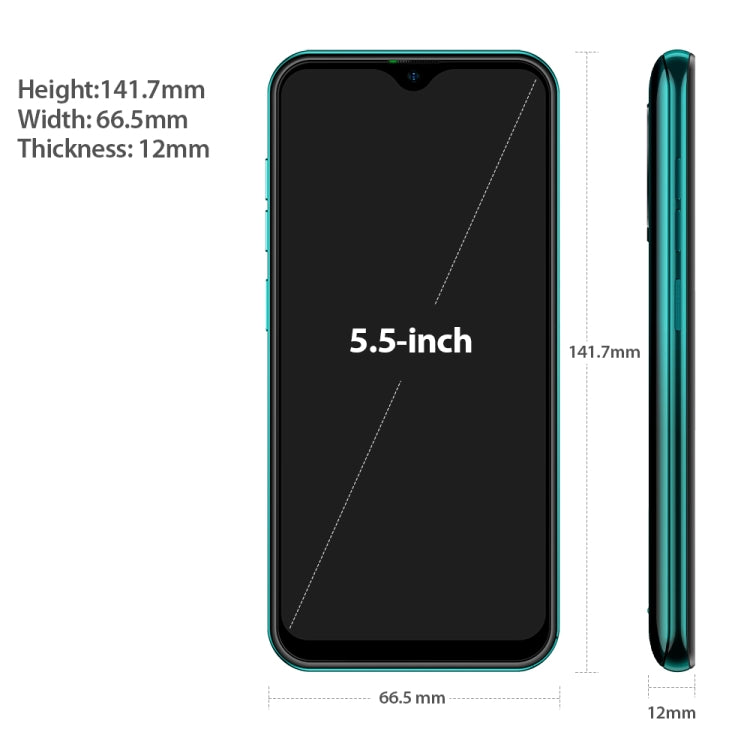 Dual Rear Cameras, Face ID Identification, 5.5 inch Android 10.0 GO MKT6580 Quad-core up to 1.3GHz, Network: 3G, Dual SIM