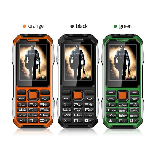 Waterproof Shockproof Dustproof, 6800mAh Battery, 2.4 inch, 21 Keys, Bluetooth, LED Flashlight, FM, SOS, Dual SIM, Network: 2G