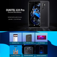 Dual Back Cameras, Fingerprint Identification, 5.5 inch Android 8.1 MTK6750T Octa Core up to 1.5GHz, Network: 4G, Dual SIM, OTG, OTA