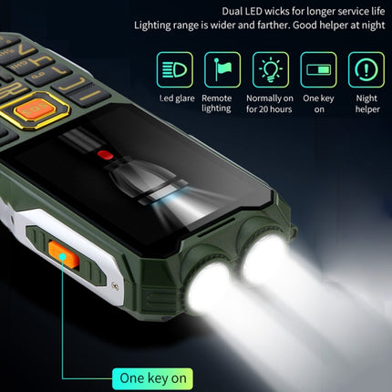 Resistente al agua, a prueba de golpes y polvo, batería de 16800 mAh, 2,4 pulgadas, 21 teclas, Bluetooth, linterna LED, FM, SOS, SIM dual, red: 2G, Q8 2G