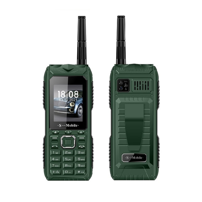 Wasserdicht, stoßfest, staubdicht, 2400 mAh Akku, 2,2 Zoll, 21 Tasten, LED-Taschenlampe, FM, Quad-SIM, mit Antenne