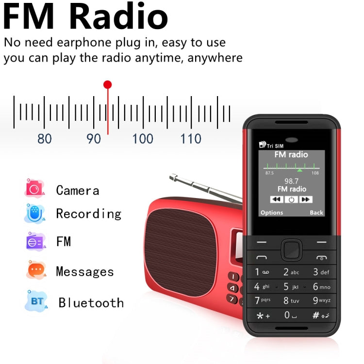 1.33 inch, MTK6261D, 21 Keys, Support Bluetooth, FM, Magic Sound, Auto Call Record, GSM, Triple SIM, Russian Key