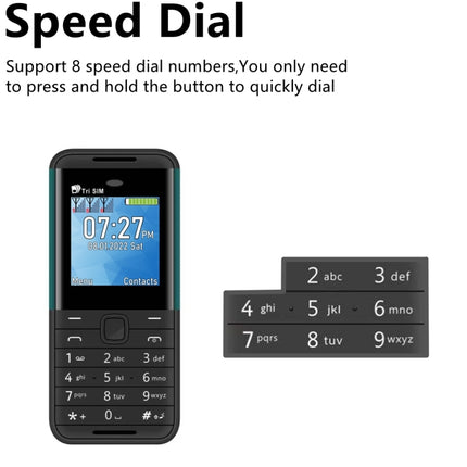 1.33 inch, MTK6261D, 21 Keys, Support Bluetooth, FM, Magic Sound, Auto Call Record, GSM, Triple SIM