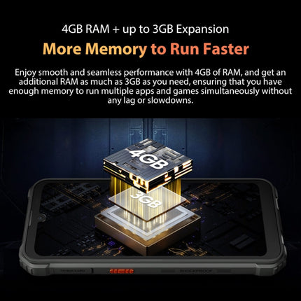 IP68/IP69K/MIL-STD-810H, Desbloqueo facial, Batería de 6580 mAh, 6.1 pulgadas Android 12 MTK6765 Helio P35 Octa Core hasta 2.3 GHz, Red: 4G, OTG, NFC, Dual SIM, BV5300 Pro, 4 GB + 64 GB