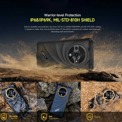 Ulefone Armor X31 Pro 5G, 8GB+256GB, Night Vision, IP68/IP69K Rugged Phone, 6.56 inch Android 14 MediaTek Dimensity 6300 Octa Core, Network: 5G, NFC, OTG, Armor X31 Pro