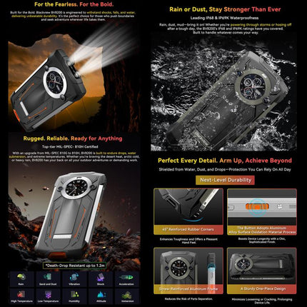 Blackview BV8200 Rugged Phone, 12GB+256GB, 6.5 inch + 1.3 inch Android 14 MediaTekHelio G100 MT8781, Network: 4G, NFC