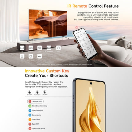 Ulefone Note 18 Pro, 6GB+256GB, Face ID y huella dactilar lateral, 6.78 pulgadas Android 14 MediaTek Helio G91 MTK6769 Octa Core, Red: 4G, Dual SIM, OTG, NFC