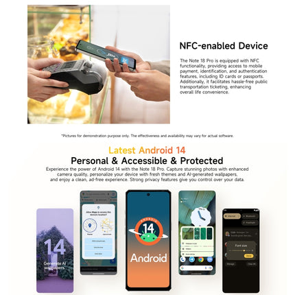 Ulefone Note 18 Pro, 6GB+256GB, Face ID y huella dactilar lateral, 6.78 pulgadas Android 14 MediaTek Helio G91 MTK6769 Octa Core, Red: 4G, Dual SIM, OTG, NFC