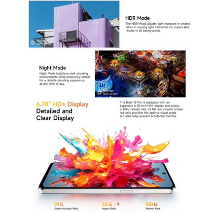 Ulefone Note 18 Pro, 6GB+256GB, Face ID y huella dactilar lateral, 6.78 pulgadas Android 14 MediaTek Helio G91 MTK6769 Octa Core, Red: 4G, Dual SIM, OTG, NFC