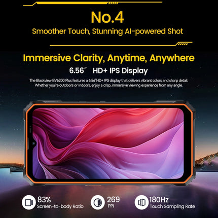 Blackview BV6200 Plus, 8 GB + 256 GB, IP68/IP69K/MIL-STD-810H, 6,56 Zoll Android 14 Unisoc UMS9230 T606 Octa Core, Netzwerk: 4G, OTG, NFC