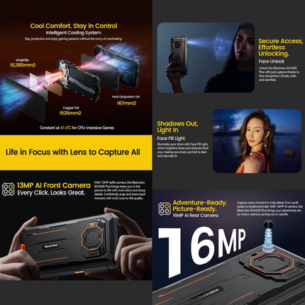 Blackview BV6200 Plus, 8 GB + 256 GB, IP68/IP69K/MIL-STD-810H, 6,56 Zoll Android 14 Unisoc UMS9230 T606 Octa Core, Netzwerk: 4G, OTG, NFC