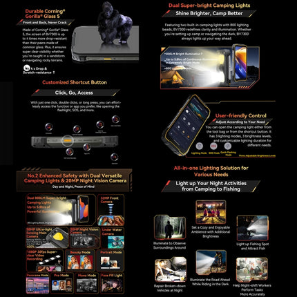 Robustes Telefon Blackview BV7300, 6 GB + 256 GB, IP68/IP69K/MIL-STD-810H, 6,67 Zoll Android 14 MediaTek Helio G81 MT6769V/CB Octa Core, Netzwerk: 4G, OTG