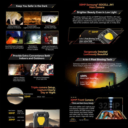 Robustes Telefon Blackview BV7300, 6 GB + 256 GB, IP68/IP69K/MIL-STD-810H, 6,67 Zoll Android 14 MediaTek Helio G81 MT6769V/CB Octa Core, Netzwerk: 4G, OTG