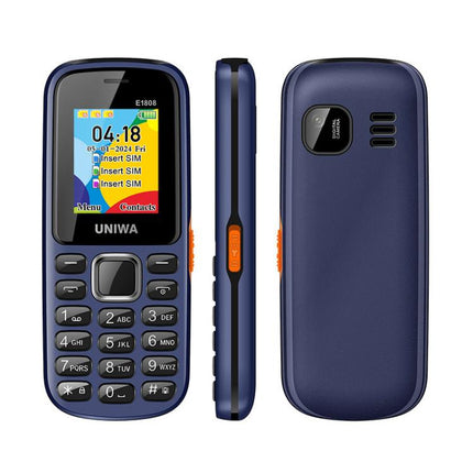 UNIWA E1808 Elder Keypad Phone, 1.77 inch SC6531E, LED Flashlight, 21 Keys, Network: 2G, Triple SIM, EU Plug