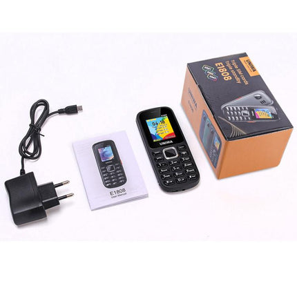 UNIWA E1808 Elder Keypad Phone, 1.77 inch SC6531E, LED Flashlight, 21 Keys, Network: 2G, Triple SIM, EU Plug