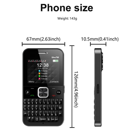 SERVO U700, 2.4 inch, MTK6261D, 58 Full Keyboards, Support Bluetooth, FM, NFC, Quick Dial, Flashlight, GSM, Quad SIM