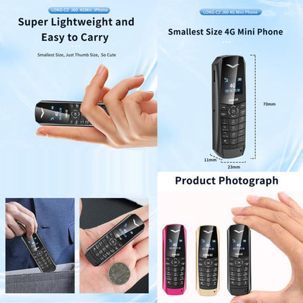 LONG-CZ S60 4G Mini Phone, 1.77 inch Unisoc T107, LED Flashlight, 21 Keys, Network: 4G, Single SIM