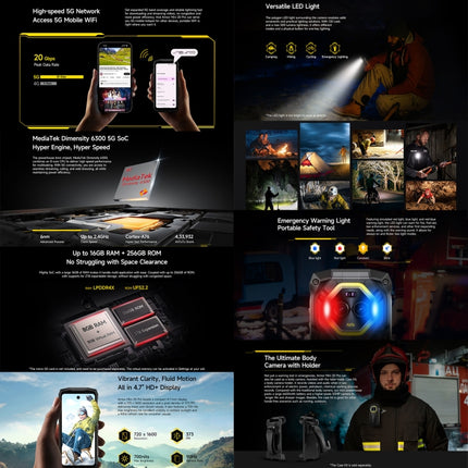 Ulefone Armor Mini 20 Pro, 8 GB + 256 GB, teléfono resistente IP68 / IP69K, 4.7 pulgadas Android 14 MediaTek Dimensity 6300 5G Octa Core, red: 5G, NFC, OTG, Armor Mini 20 Pro