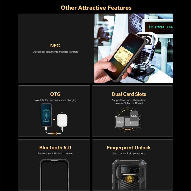 Oukitel WP23 Plus Rugged Phone, 8GB+256GB, 6.52 inch Android 14.0Unisoc T606 Octa-core, NFC, OTG, Network: 4G