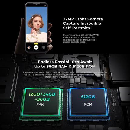 Oukitel WP39 Pro 5G Rugged Phone, 12GB+512GB, Night Vision, Fingerprint Identification, 6.6 inch Android 14 MediaTek Dimensity 6300 Octa Core, NFC, OTG, Network: 5G