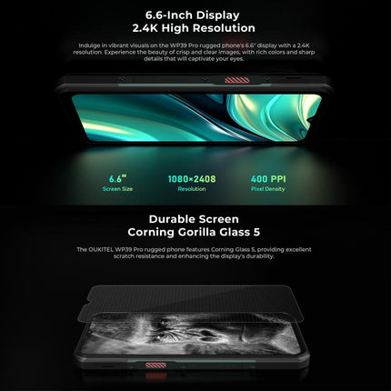 Oukitel WP39 Pro 5G Rugged Phone, 12GB+512GB, Night Vision, Fingerprint Identification, 6.6 inch Android 14 MediaTek Dimensity 6300 Octa Core, NFC, OTG, Network: 5G