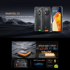 Oukitel G1 Rugged Phone, 6GB+256GB, Fingerprint Identification, 6.52 inch Android 14 T606 Octa Core, NFC, OTG, Network: 4G