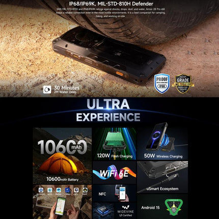 Ulefone Armor 28 Pro Rugged Phone, 16GB+512GB, Night Vision, 10600mAh, 6.67 inch + 1.04 inch Android 15 MediaTek Dimensity 7300 Octa Core, Network: 5G, NFC