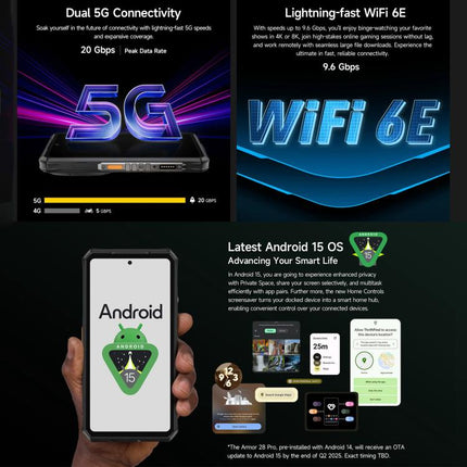 Ulefone Armor 28 Pro Rugged Phone, 16GB+512GB, Night Vision, 10600mAh, 6.67 inch + 1.04 inch Android 15 MediaTek Dimensity 7300 Octa Core, Network: 5G, NFC