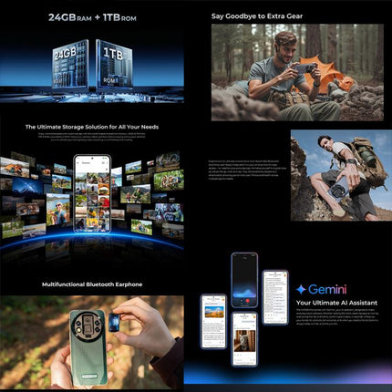 Oukitel WP200 Pro 5G Rugged Phone, 24GB+1TB, Screen Fingerprint, 6.7 inch Android 15.0 MTK Dimensity 8200 Octa-Core, NFC, OTG, Network: 5G