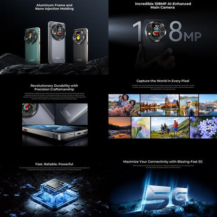 Oukitel WP200 Pro 5G Rugged Phone, 24GB+1TB, Screen Fingerprint, 6.7 inch Android 15.0 MTK Dimensity 8200 Octa-Core, NFC, OTG, Network: 5G