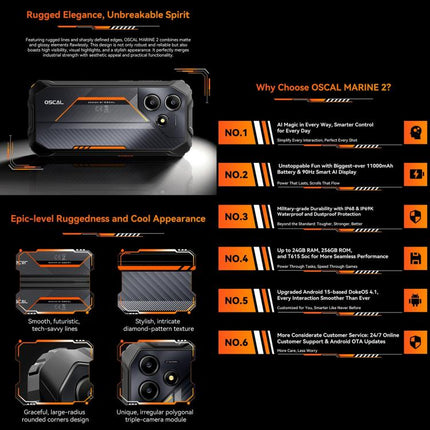 Blackview Oscal Marine 2, 4GB+64GB, 6.56 inch Android 15 Unisoc UMS9230E T615 Octa Core, Network: 4G, OTG, NFC