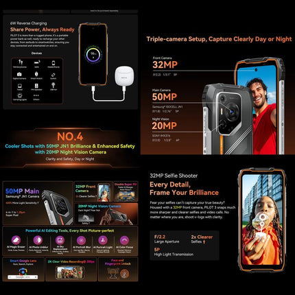 Blackview Oscal Pilot 3 5G Rugged Phone, 12GB+256GB, Night Vision Camera, 6.56 inch Android 15 MediaTek Dimensity 6300 Octa Core, Network: 5G, OTG, NFC