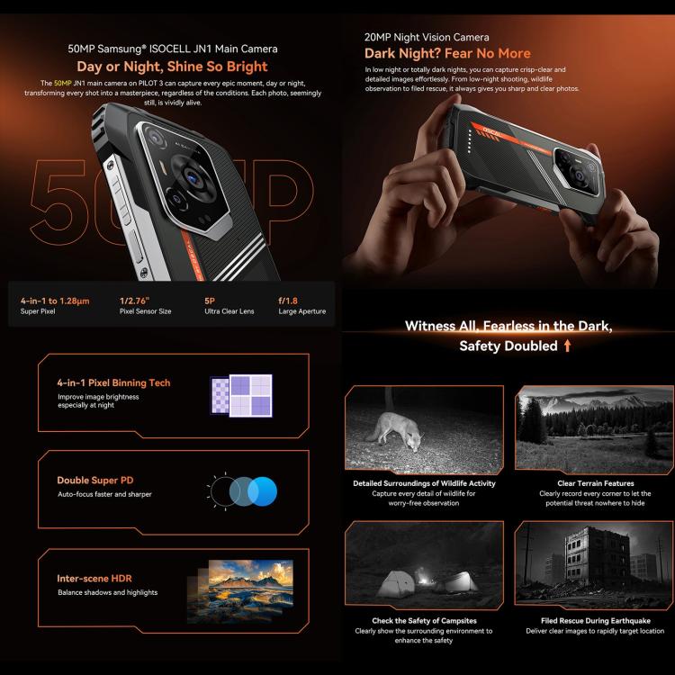 Blackview Oscal Pilot 3 5G Rugged Phone, 12GB+256GB, Night Vision Camera, 6.56 inch Android 15 MediaTek Dimensity 6300 Octa Core, Network: 5G, OTG, NFC
