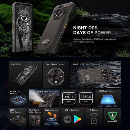 Ulefone Armor X16, 6GB+128GB, Night Vision, IP68/IP69K Rugged Phone, 6.56 inch Android 15 MediaTek Helio G91 Octa Core, Network: 4G, NFC, OTG