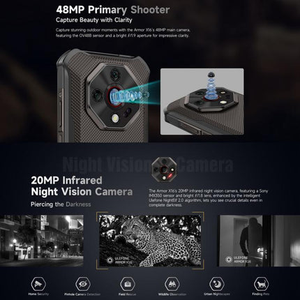 Ulefone Armor X16, 6GB+128GB, Night Vision, IP68/IP69K Rugged Phone, 6.56 inch Android 15 MediaTek Helio G91 Octa Core, Network: 4G, NFC, OTG