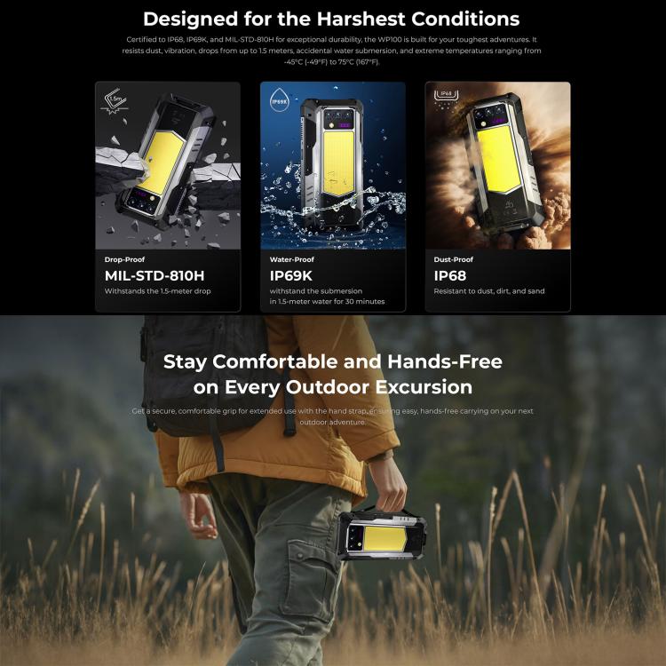 Oukitel WP100 Laser Rangefinder Rugged Phone, 12GB+512GB, 200MP Camera, Fingerprint Identification, 6.8 inch Android 14 MediaTek Dimensity 7300 Octa Core, NFC, OTG, Network: 5G, WP100