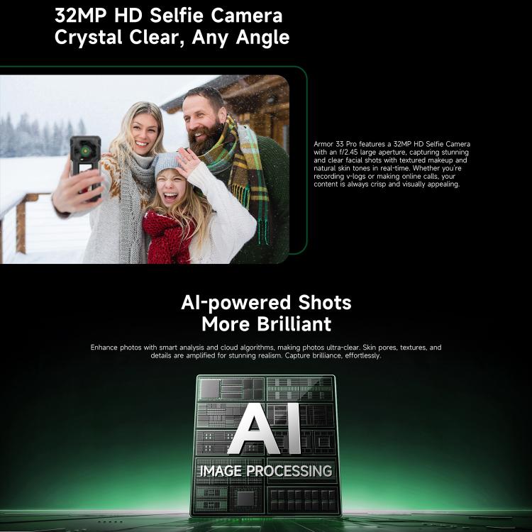 Ulefone Armor 33 Pro Rugged Phone, 16GB+512GB, Night Vision, 6.95 inch + 3.4 inch Dual Screen Android 14 MediaTek Dimensity 7300X Octa Core, Network: 5G, OTG, NFC