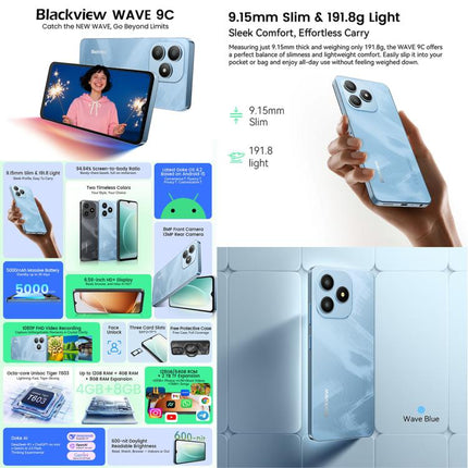Blackview WAVE 9C, 4GB+64GB, 6.56 inch Android 15 Unisoc T603 SC9863A Octa Core, Network: 4G, OTG, 4GB+64GB