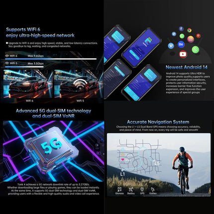 Unihertz 8849 Tank 4 Night Vision Projector Rugged Phone, 12GB+512GB, 6.78 inch Android 14 Dimensity 7300 MT6878 Octa Core, Network: 5G, NFC