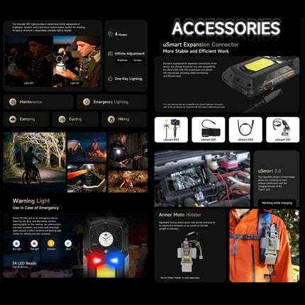 Ulefone Armor 29 Ultra Rugged Phone, 16GB+1TB, Night Vision, 6.67 inch + 1.04 inch Android 15 MediaTek Dimensity 9300+ Octa Core, Network: 5G, Versatile LED Light, Warning Light