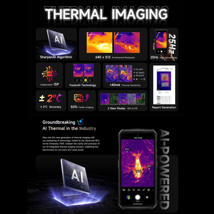Ulefone Armor 29 Pro Thermal Version Rugged Phone, 16GB+512GB, Night Vision, 6.67 inch + 1.04 inch Android 15 MediaTek Dimensity 7400 Octa Core, Network: 5G, OTG, NFC