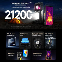 Ulefone Armor 29 Pro Thermal Version Rugged Phone, 16GB+512GB, Night Vision, 6.67 inch + 1.04 inch Android 15 MediaTek Dimensity 7400 Octa Core, Network: 5G, OTG, NFC