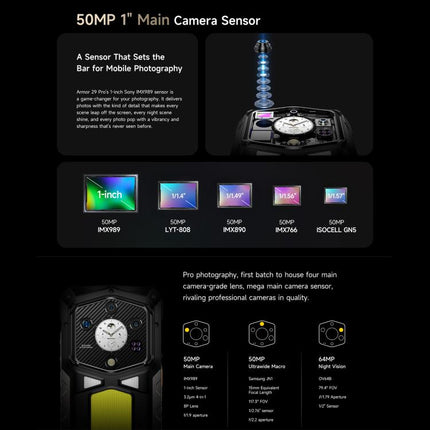 Ulefone Armor 29 Pro Rugged Phone, 16GB+512GB, Night Vision, 6.67 inch + 1.04 inch Android 15 MediaTek Dimensity 7400 Octa Core, Network: 5G, OTG, NFC