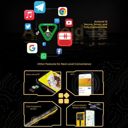 Oukitel WP60 Rugged Phone, 8GB+256GB, Night Vision, 108MP Camera, Side Fingerprint, 7.2 inch Android 15 MediaTek Dimensity 7025 Octa Core, NFC, OTG, Network: 5G, 8GB+256GB