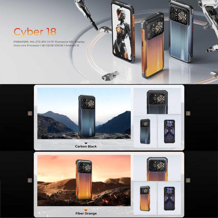 HOTWAV Cyber 18 Rugged Phone, 8GB+256GB, 6.75 inch Android 16 Unisoc T7250 UMS9230E Octa Core, Network: 4G, NFC, OTG, Cyber 18