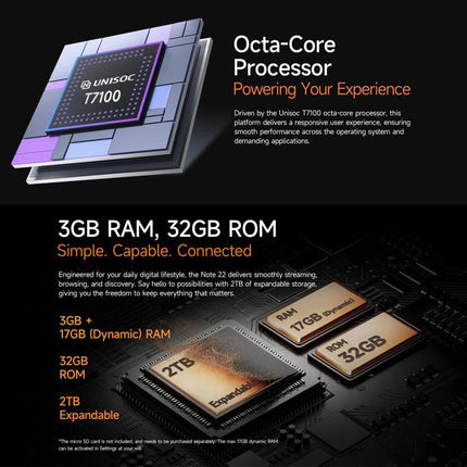 Ulefone Note 22, 3GB+32GB, 5.0 inch Android 16 Go Unisoc T7100 Octa Core, Network: 4G, OTG