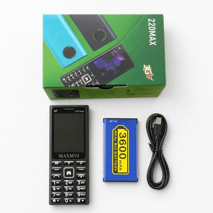 220 Max 3G Key Phone, 3600mAh Battery, 2.4 inch, SOS, 24 Keys, Dual SIM, Network: 4G, Support Whatsapp, Facebook