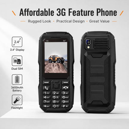Q7 3G Key Phone, 3600mAh Battery, 2.4 inch, SOS, 21 Keys, Dual SIM, Network: 3G, Support Whatsapp, Facebook
