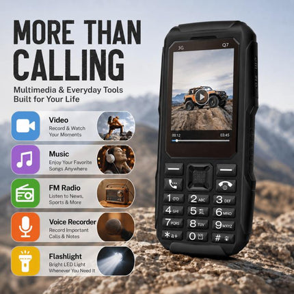 Q7 3G Key Phone, 3600mAh Battery, 2.4 inch, SOS, 21 Keys, Dual SIM, Network: 3G, Support Whatsapp, Facebook