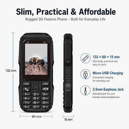 Q7 3G Key Phone, 3600mAh Battery, 2.4 inch, SOS, 21 Keys, Dual SIM, Network: 3G, Support Whatsapp, Facebook